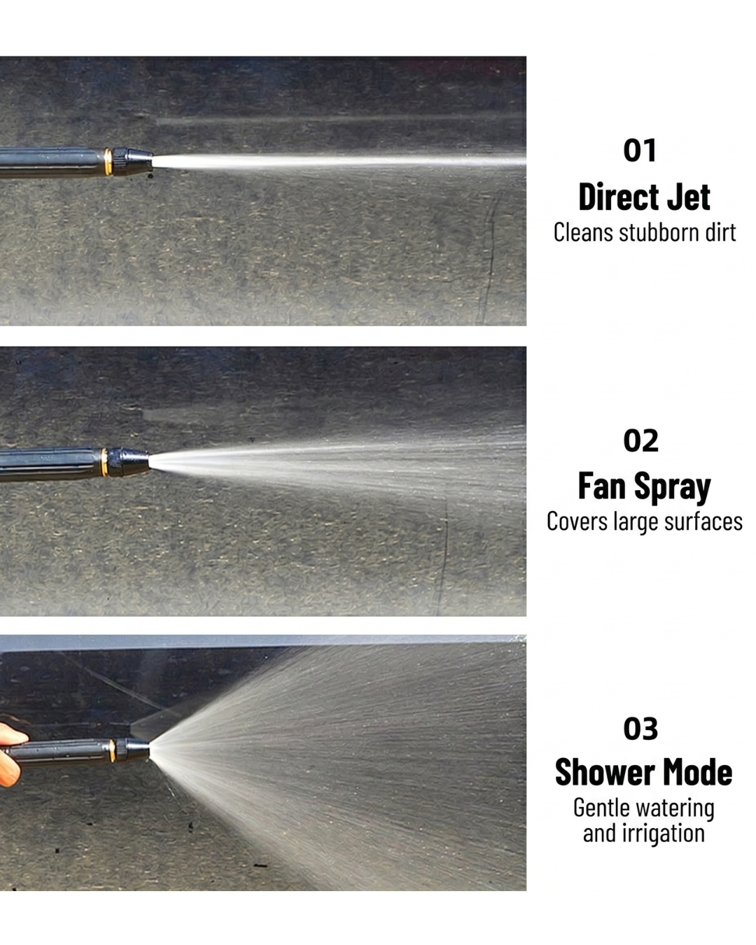 High Pressure Adjustable Brass  Spray Nozzle | 3 Spray Modes