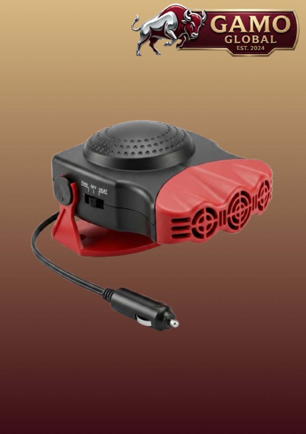 150W Portable Car Heater & Fan  2-in-1 | Windshield Defroster