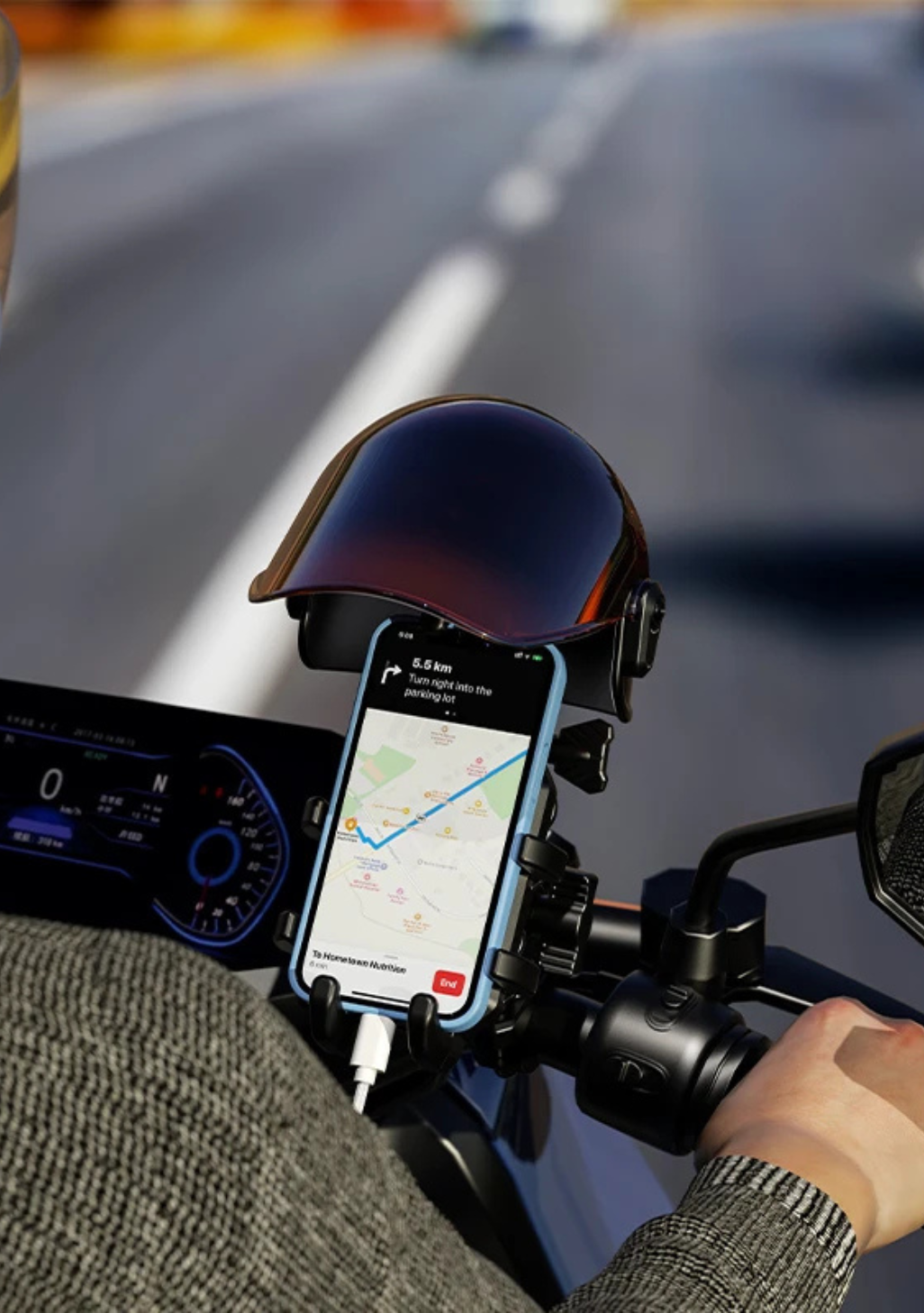 Motorcycle Phone Mount with Sun Visor  Helmet Shield | GPS Navigation